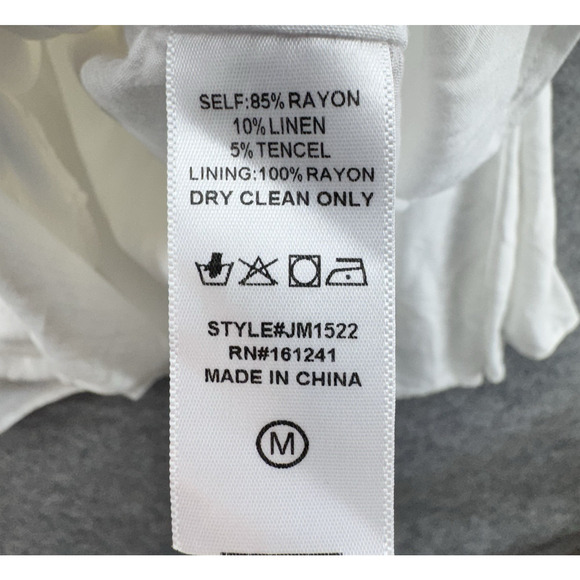 J.Marie Women Dress Size M White Linen Blend Embroidered Sleeveless Summer Beach - Picture 6 of 14